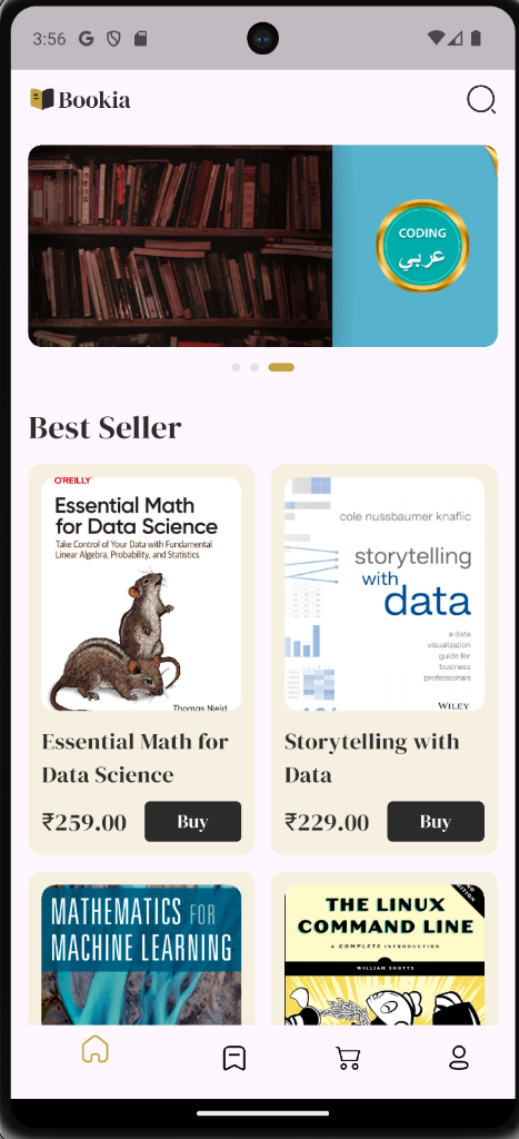 Bookia Mobile App Home
