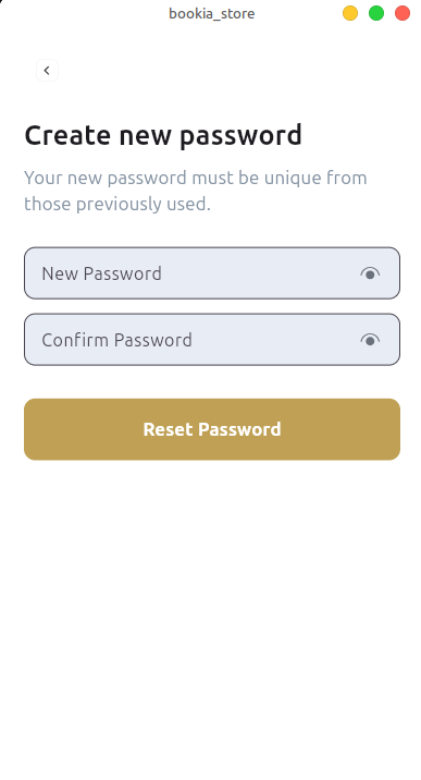 Bookia Create New Password